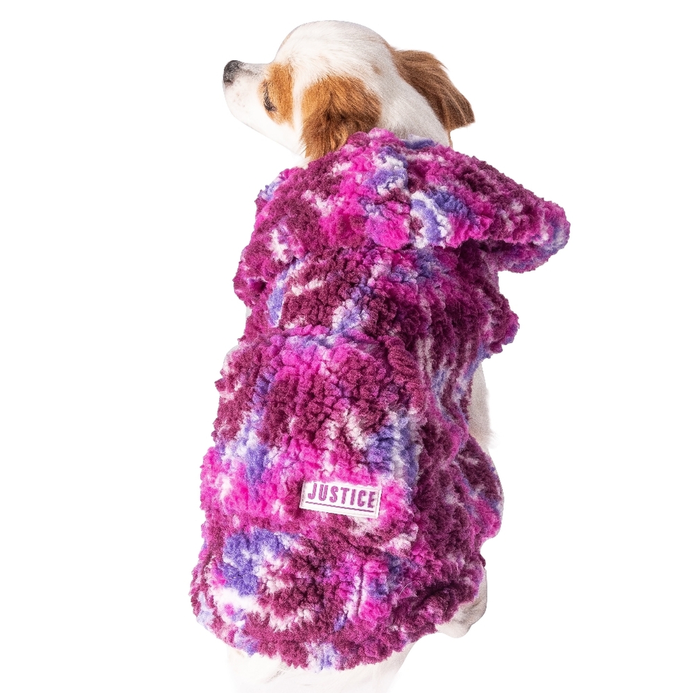 NIP! Justice Pet Polyester Spiral Tie Dye Sherpa Hoodie